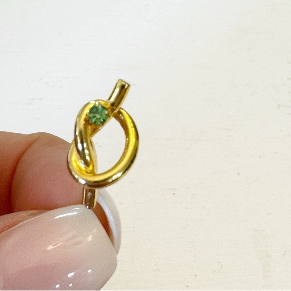 Vintage Gold Tone Art Nouveau Spiral Knot Crystal Stick Pin - Picture 4 of 7